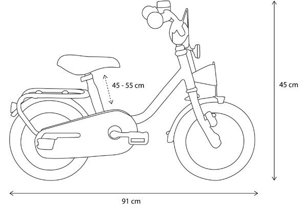 Formaat van de 12 inch Puky fiets.