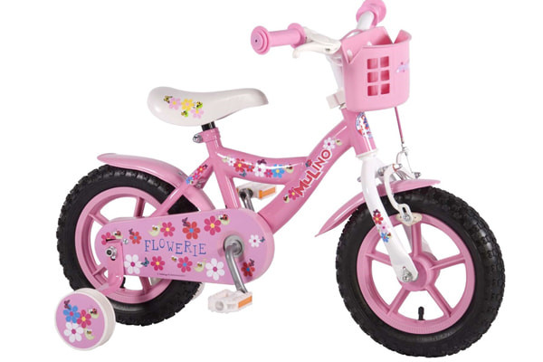 Yipeeh kinderfiets Mulino Flowerie roze 12 inch