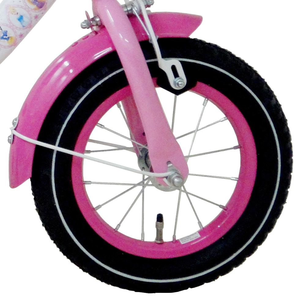 Roze met wit gekleurde fiets.