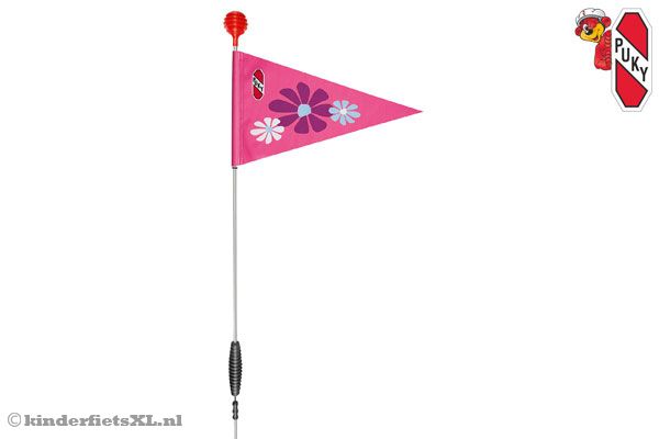 De veiligheidsvlag in de kleur roze van Puky.